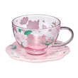 Starbucks Cherry Blossom 2022 Korea Pink Glass Mug Ceramic Saucer 237ml